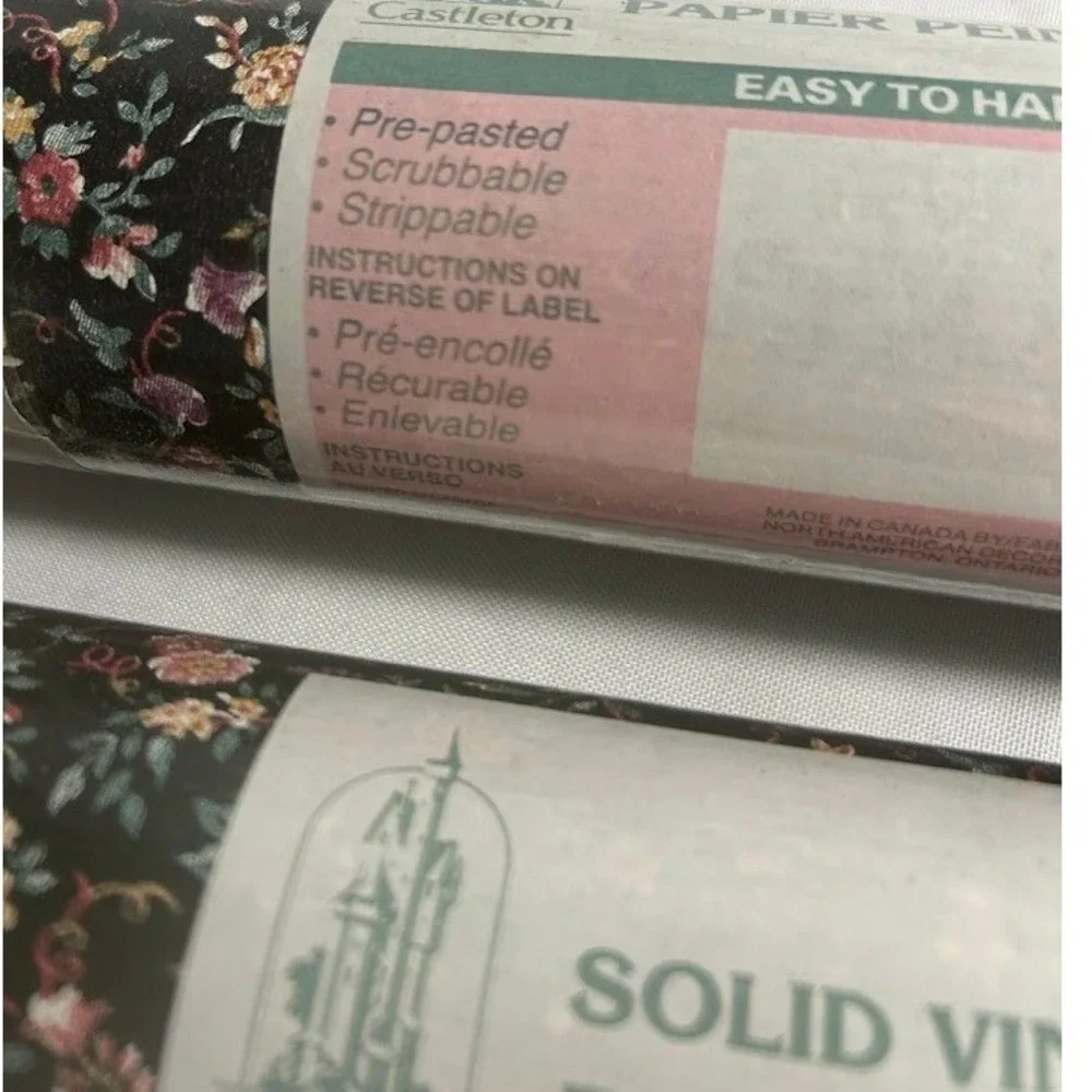 Castleton Vintage Black Floral Dark Academia Victorian Vinyl Wallpaper 2 Rolls